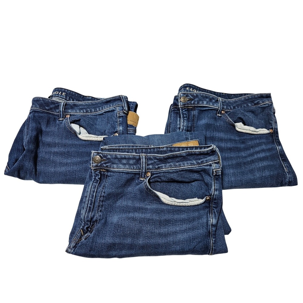 American Eagle Lot of 3 Jeans Mens 42x32 Blue Original Straight Airflex+